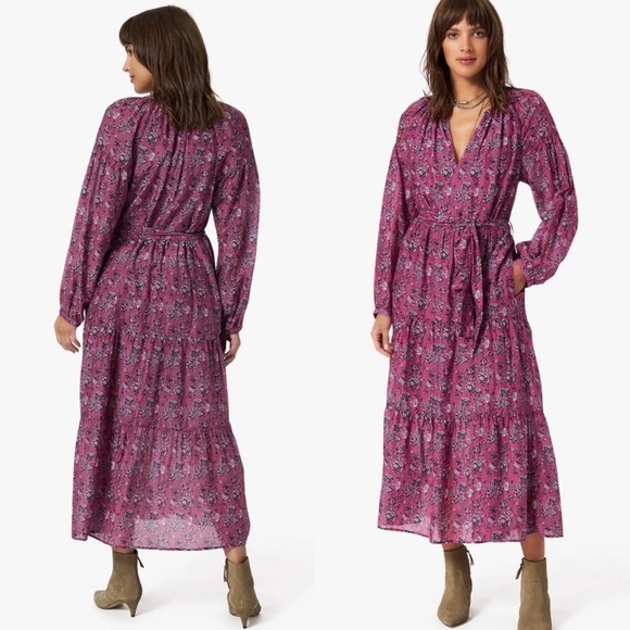 XiRENA Annieka Long Sleeve Maxi Dress in Wild Rose Pink/Maroon - Picture 1 of 5